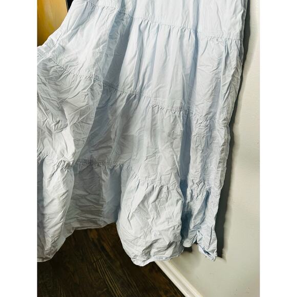 DEREK LAM X RTR Light Blue 100% Cotton Hourglass Cap Sleeve Tiered Dress Size 46 - Picture 10 of 12